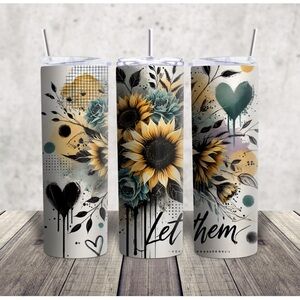 Floral Sunflower Tumbler with Straw